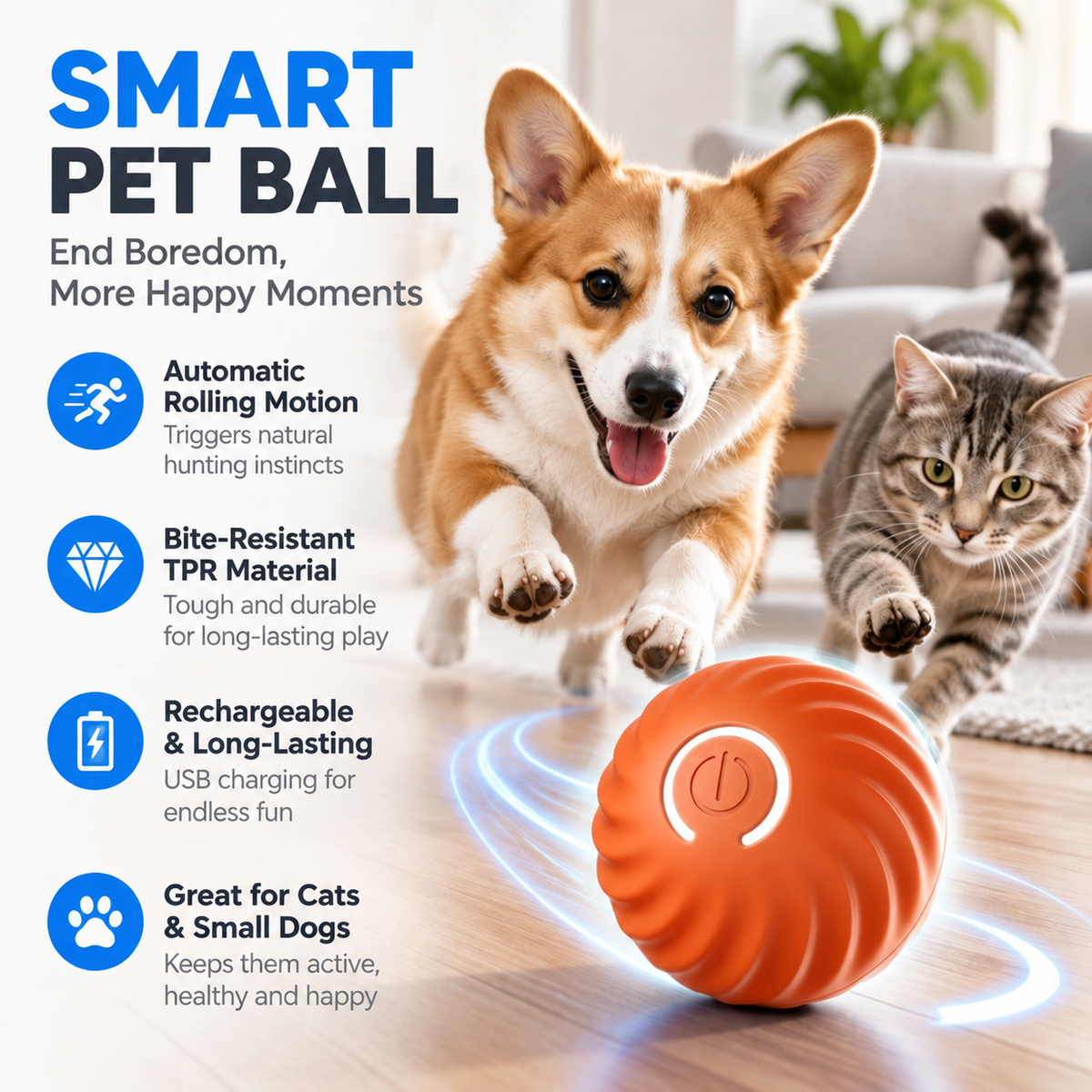 Electric Rolling Pet Toy Ball