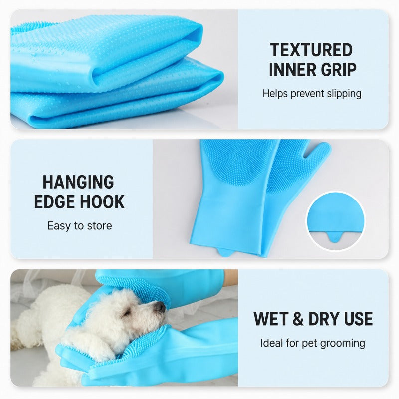 Dual-Sided Silicone Pet Gloves