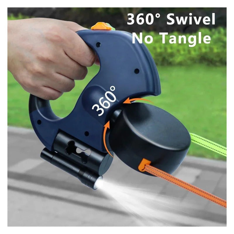 Dual Dog Leash with Tangle-Free Swivel & LED Light